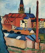 August Macke St. Mary's with Houses and Chimney (Bonn) oil painting reproduction